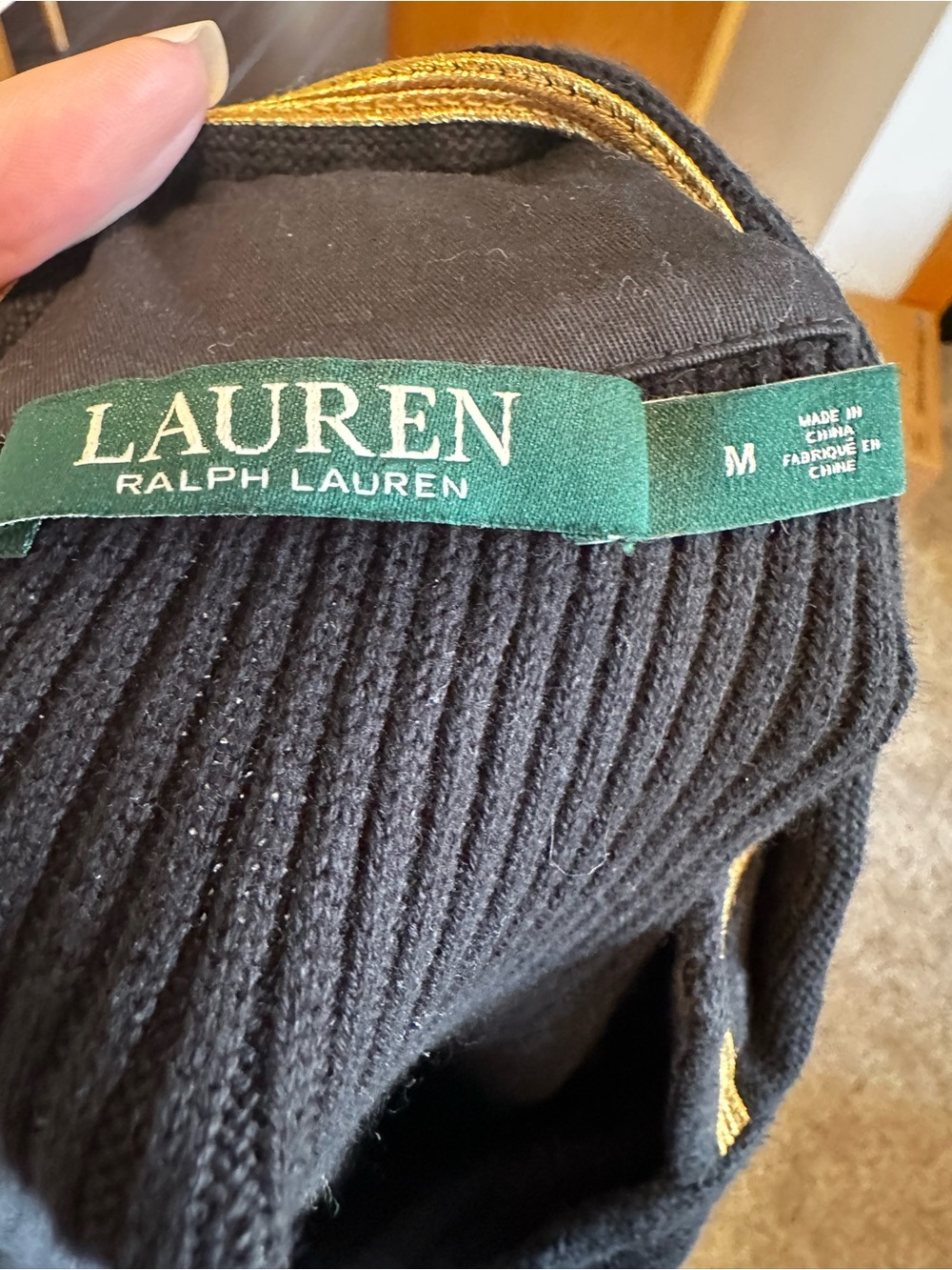 Lauren Ralph Lauren Button-Trim Rib-Knit Sweater Dress, Black - Picture 4 of 9